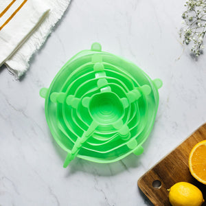 Set of 6 reusable silicone lids