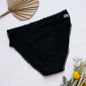 Black transparent period underwear with laces