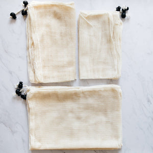 Pack of 9 reusable cotton mesh bag