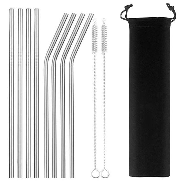 Set of 8 stainless steel straws - 4 colors